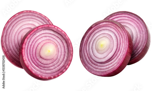 Red onion set, fresh onion collection isolated
