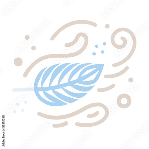 Minimalist Ocean Breeze Feather Illustration