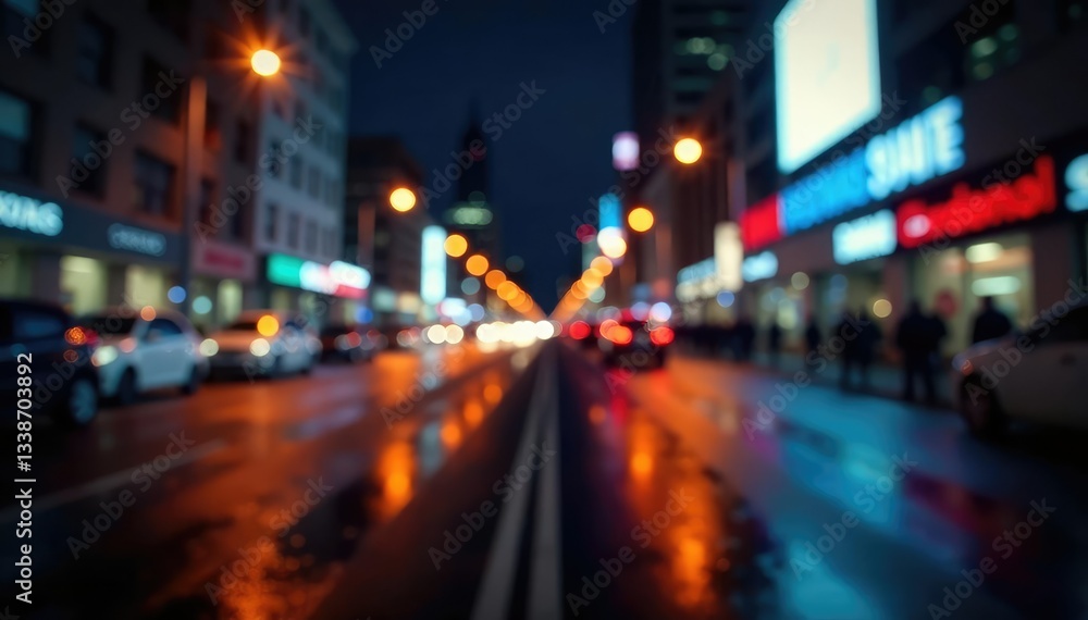 Fototapeta premium Abstract late-night city lights, blurred motion, element, late