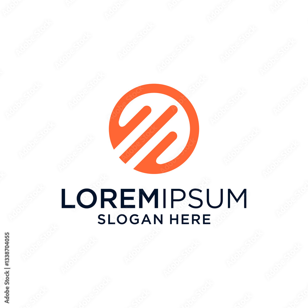 Abstract Orange Line Circle Logo Design on White Background Abstract Orange Line Circle Logo Design on White Background