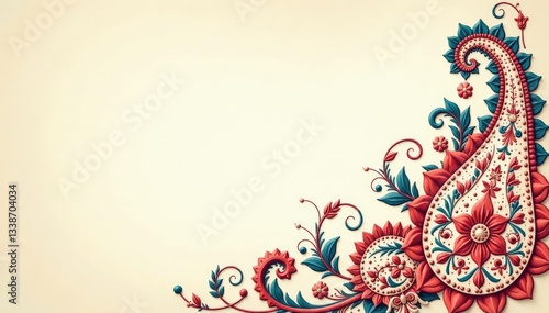 Subtle paisley motif on a soft cream background, elegant, minimal