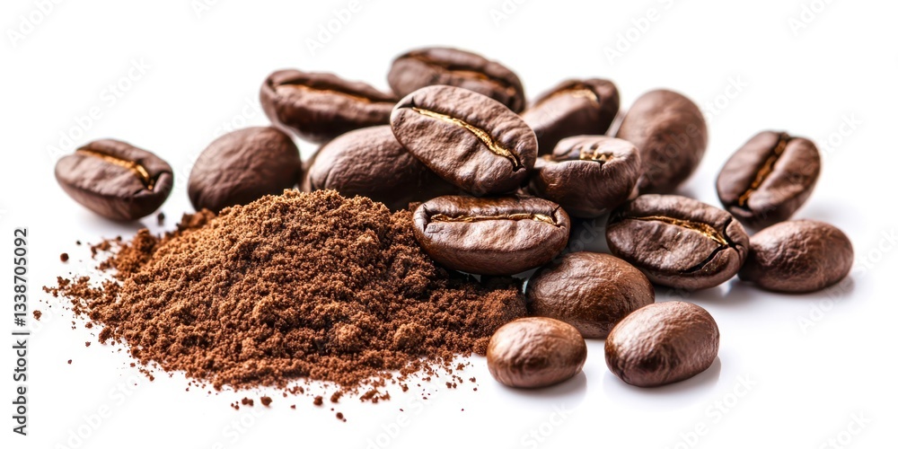 Fototapeta premium A pile of coffee beans and coffee grounds