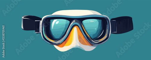 Colorful diving mask on turquoise background: snorkeling and underwater exploration gear.