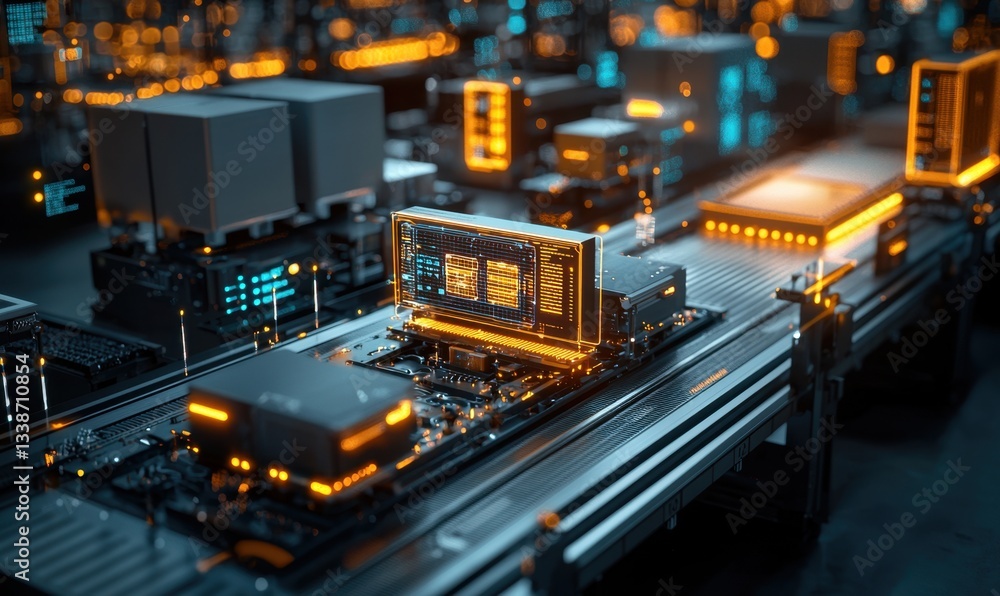 Fototapeta premium Innovative tech concepts aerial 3d visualization of a digital city