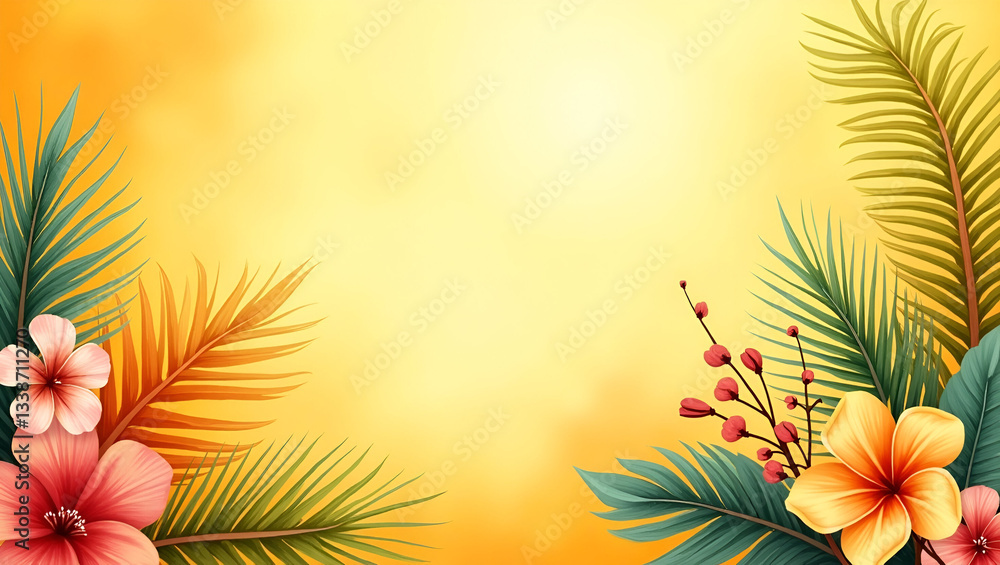 Title: Vibrant and Warm Abstract Tropical Background with Sunset
Title: Vibrant and Warm Abstract Tropical Background with Sunset