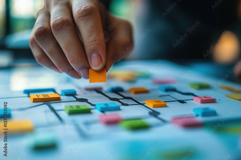 Fototapeta premium Planning office space collaborative strategies via visual mapping