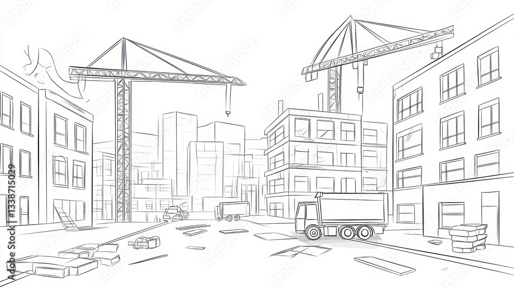 Cityscape Construction Site Sketch (1) Cityscape Construction Site Sketch (1)