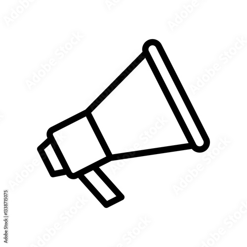 A minimalistic black outline depiction of a megaphone symbolizing communication and announcement concepts.