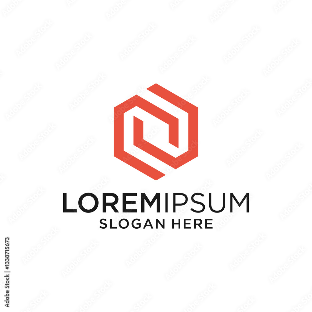 Abstract Red Geometric Hexagon Logo Design Abstract Red Geometric Hexagon Logo Design