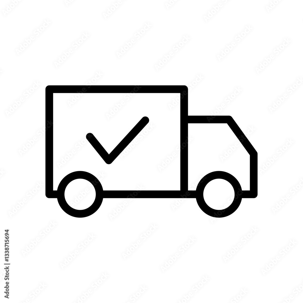 Delivery Truck Icon with Check Mark Symbol for Shipping and Logistics Delivery Truck Icon with Check Mark Symbol for Shipping and Logistics