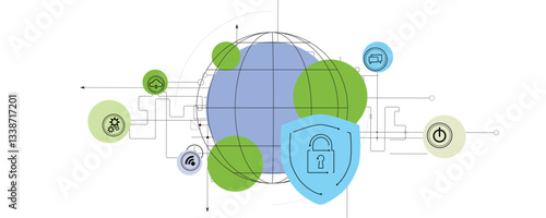 Cyber security. Lock  icon in personal data security