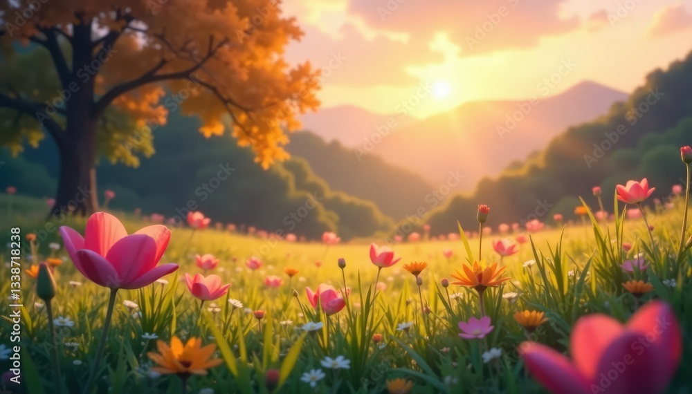 Fototapeta premium Abstract blurred nature scene, perfect for overlay , dreamy, visual