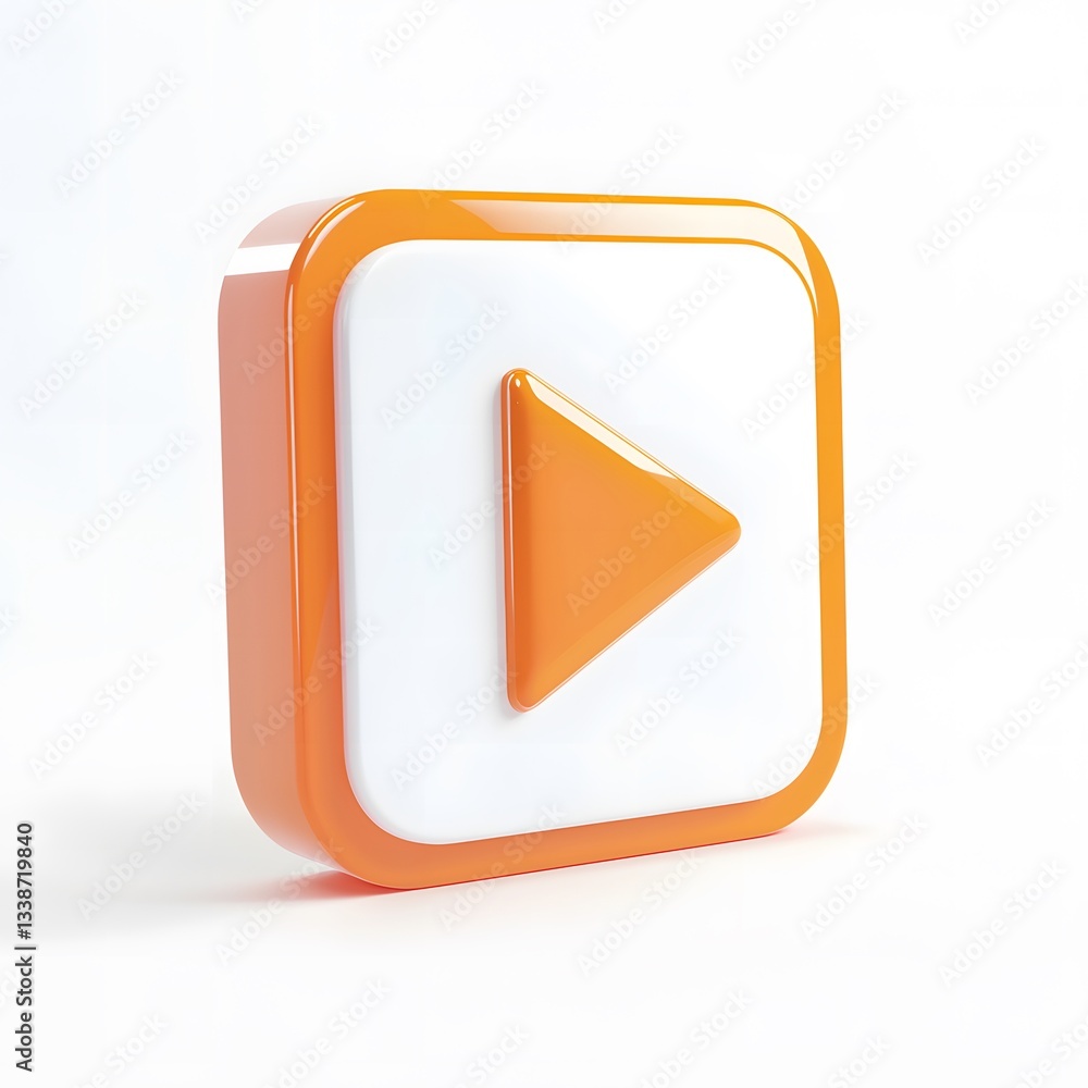 Play button icon design digital art minimalist style white background close-up view creative concept for engagement Play button icon design digital art minimalist style white background close-up view creative concept for engagement
