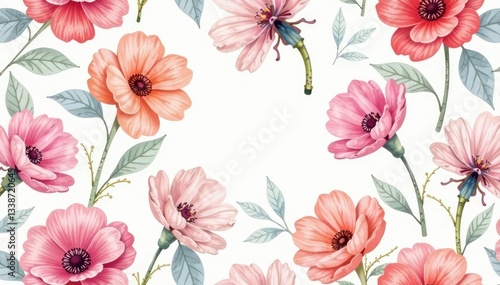 Wallpaper Mural Delicate watercolor floral pattern, soft pastel hues repeat endlessly , purple, delicate, green Torontodigital.ca