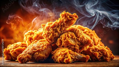 Crispy Fried Chicken: Macro Photography, Cool Vibe, Delicious Food Poster
