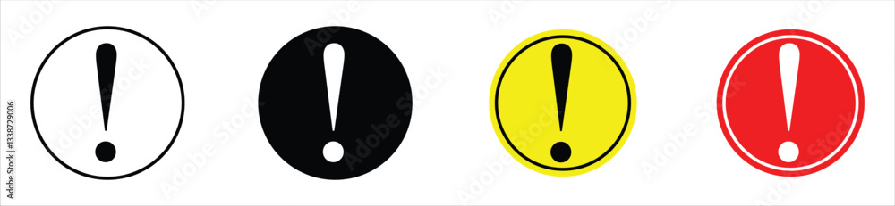 Exclamation mark icon. Exclamation marks vector icons set. Warning and caution mark vector illustration, collection of exclamation icons, exclamation mark icon set, icon set Exclamation mark icon. Exclamation marks vector icons set. Warning and caution mark vector illustration, collection of exclamation icons, exclamation mark icon set, icon set
