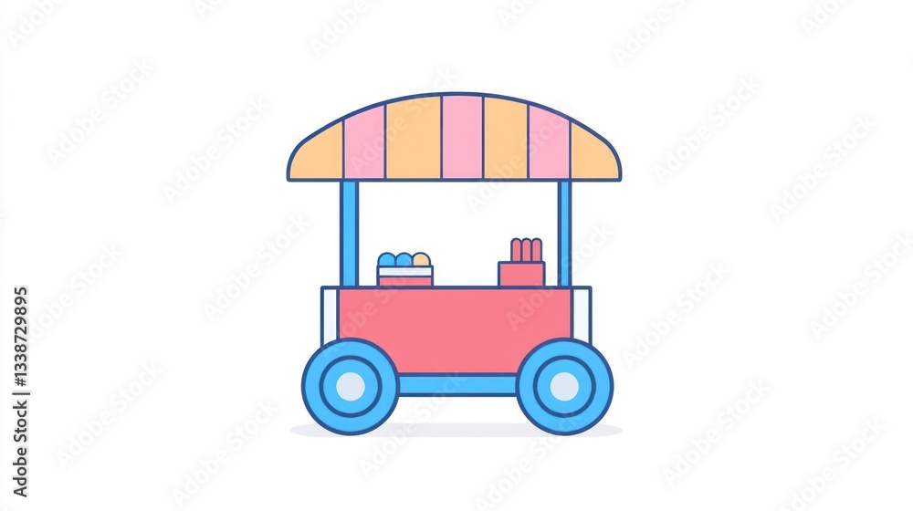 Obraz premium Cute pink food cart with awning