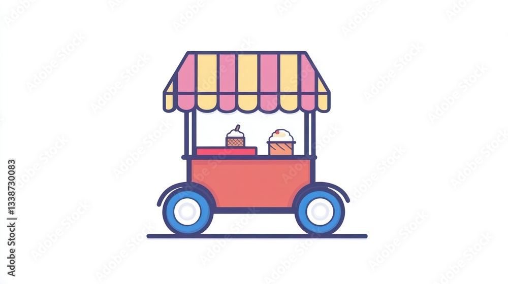 Fototapeta premium Colorful food cart, street vendor, dessert display. Possible use Stock photo for a food blog or social media post about food carts