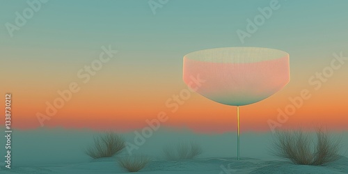 Aerial abstract serene sunrise reflection over desert oasis