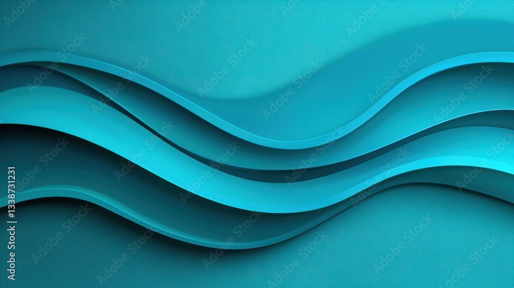 Fototapeta premium Abstract teal waves background in a smooth dynamic design, perfect for modern decor, wallpapers, and artistic projects that require a fresh look.