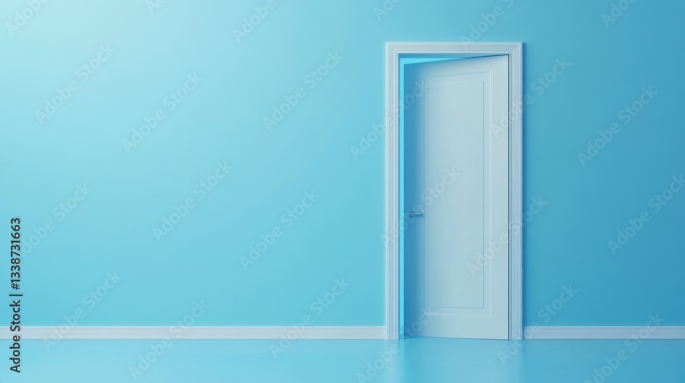 Open Door with Blue Wall, New Opportunity, and Success. Open Door with Blue Wall, New Opportunity, and Success.