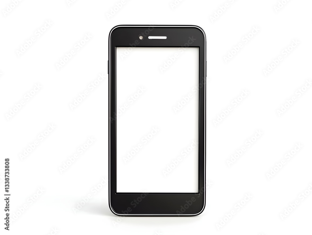 Minimalist Isolated Modern Smartphone with Blank Display on White Background Minimalist Isolated Modern Smartphone with Blank Display on White Background