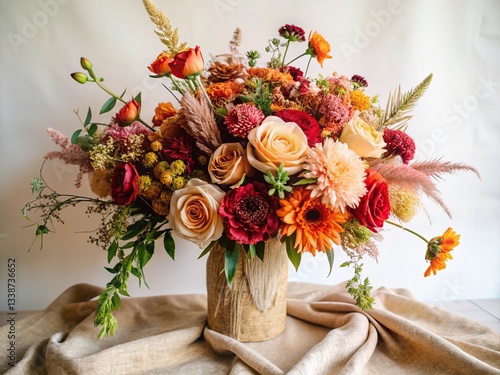 Vibrant Boho Floral Valentine's Day Texture - Stock Photo