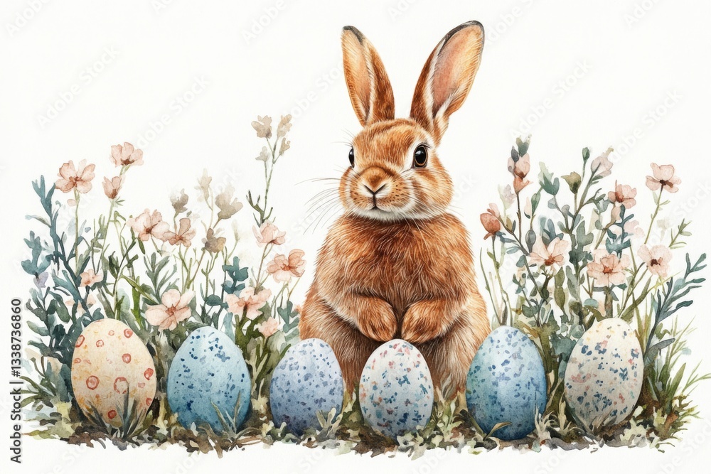Watercolor Easter Eggs With Flowers