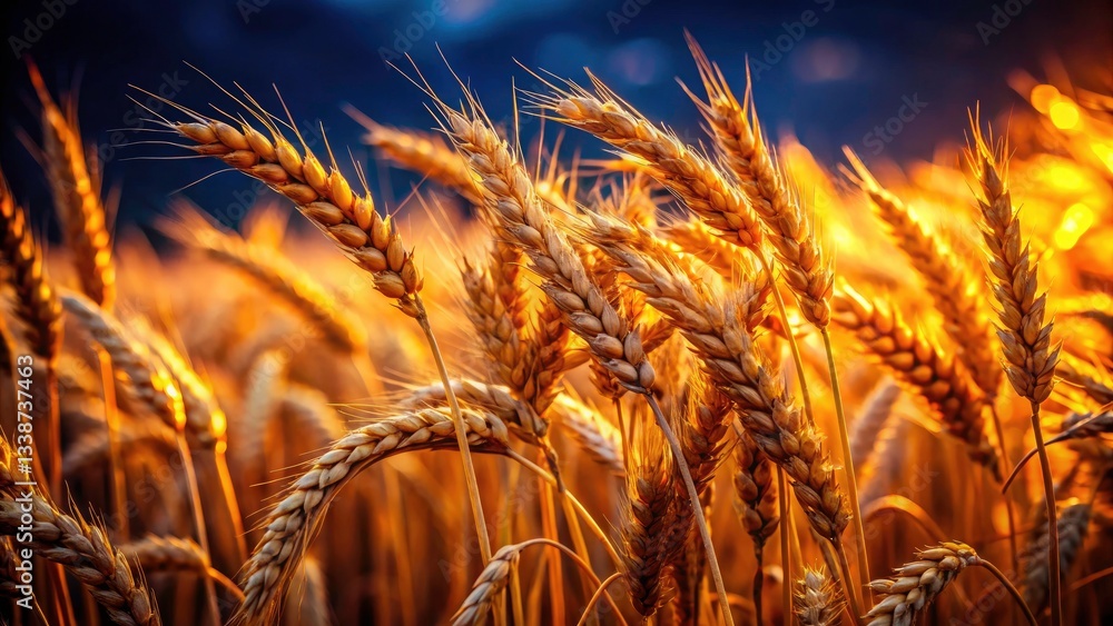 Golden Wheat Field, Dark Background, High Depth of Field Photography, Rural Landscape, Harvest Scene Golden Wheat Field, Dark Background, High Depth of Field Photography, Rural Landscape, Harvest Scene