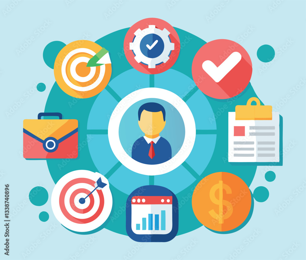 A colorful illustration of an intricate flowchart with various icons and symbols representing business processes project management and workflow A colorful illustration of an intricate flowchart with various icons and symbols representing business processes project management and workflow