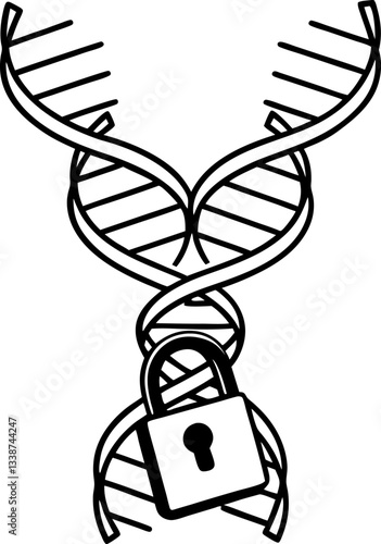 Dna strand with lock symbolizing genetic security and privacy.