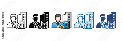 Corporate Accountant Icon Set Multiple Style Collection