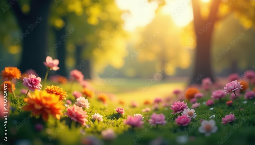 Fototapeta premium Abstract blurred nature scene, soft focus bokeh effect, field, bokeh