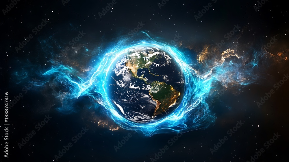 Exploring a cybernetic earth a journey through glowing blue energy landscapes Exploring a cybernetic earth a journey through glowing blue energy landscapes