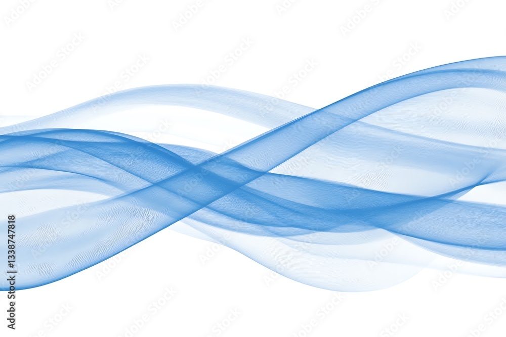 Abstract water waves with blue hues, creating a fluid and dynamic visual effect on white Abstract water waves with blue hues, creating a fluid and dynamic visual effect on white
