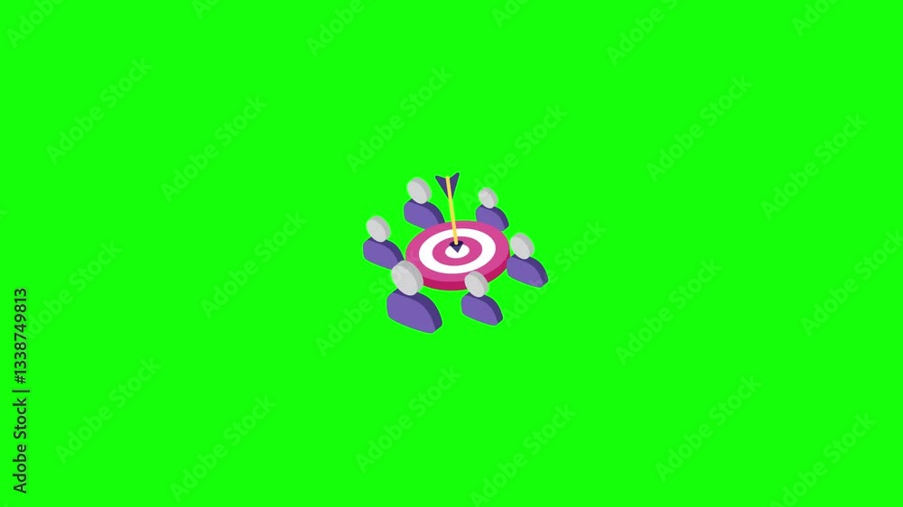 Target Market isometric digital marketing icon green screen video Target Market isometric digital marketing icon green screen video