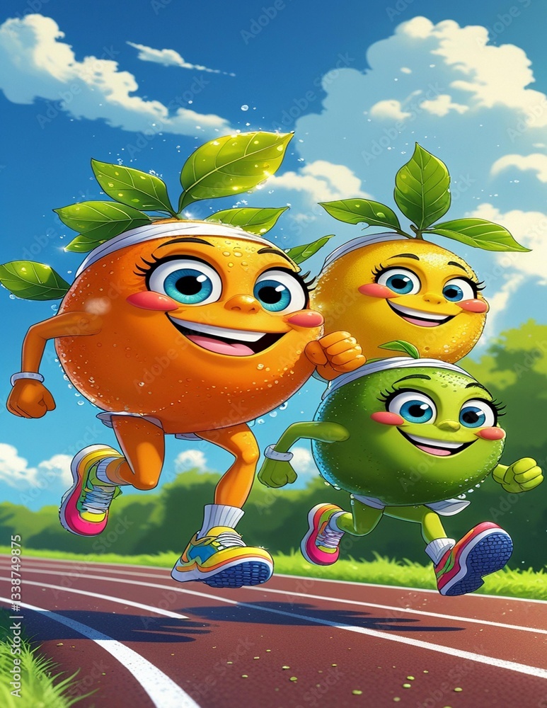 cartoon citrus fruits
