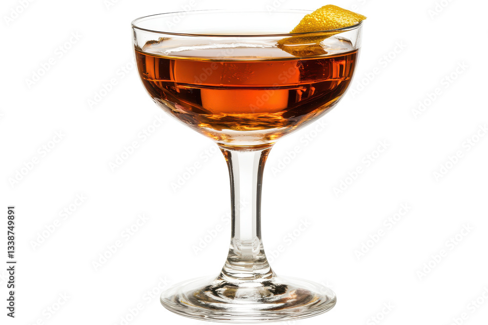Elegant cocktail served in a glass with a lemon twist garnish Elegant cocktail served in a glass with a lemon twist garnish