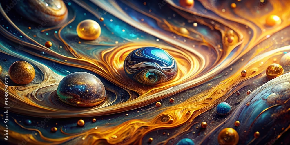 Swirling Cosmic Nebula: Liquid Marble Galaxy Abstract Art - Drone Aerial View Swirling Cosmic Nebula: Liquid Marble Galaxy Abstract Art - Drone Aerial View