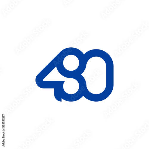 Blue 480 Number Logo Design