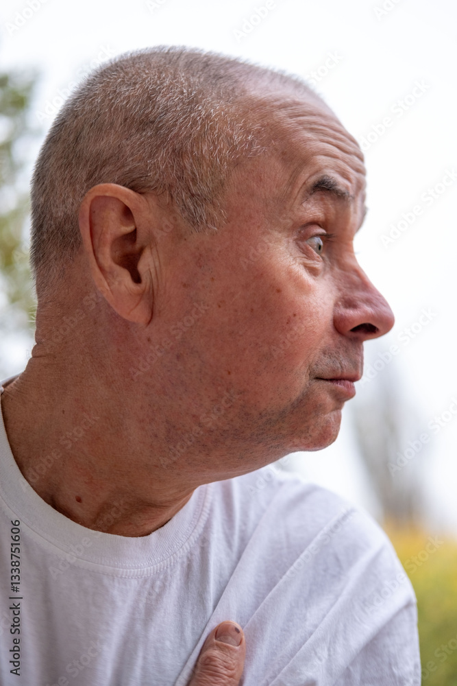 skeptical mature senior man Outdoors, male face shows frustration, skepticism, and emotional pain close-up, Female model expressing frustration and doubt with tense pose skeptical mature senior man Outdoors, male face shows frustration, skepticism, and emotional pain close-up, Female model expressing frustration and doubt with tense pose