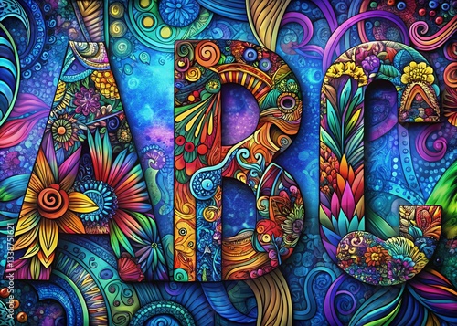 Wallpaper Mural Surrealist Abstract Doodle Font: Whimsical Typography Background Torontodigital.ca