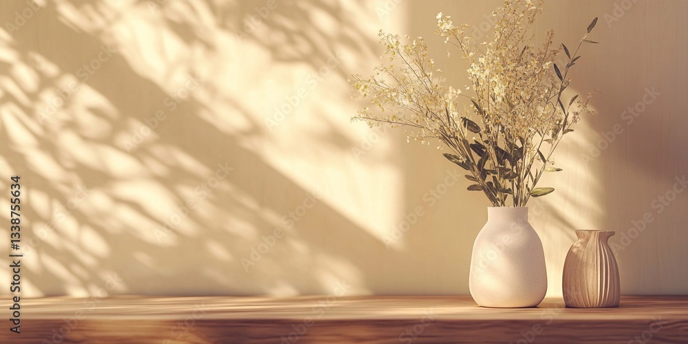 Modern interior with soft textured walls in khaki and beige tones, featuring decorative elements like a table, palm, and showcase.
Modern interior with soft textured walls in khaki and beige tones, featuring decorative elements like a table, palm, and showcase.