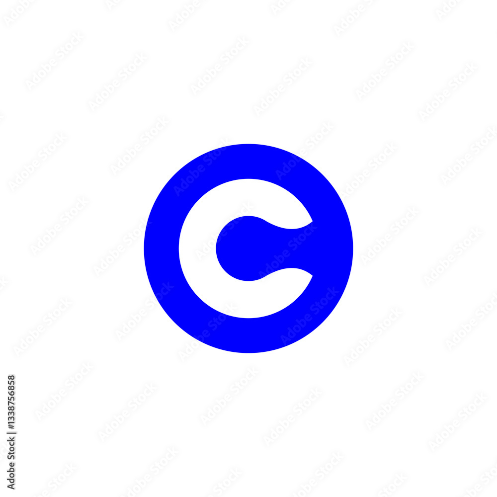 Blue Circular Logo Design with Abstract C Shape Blue Circular Logo Design with Abstract C Shape