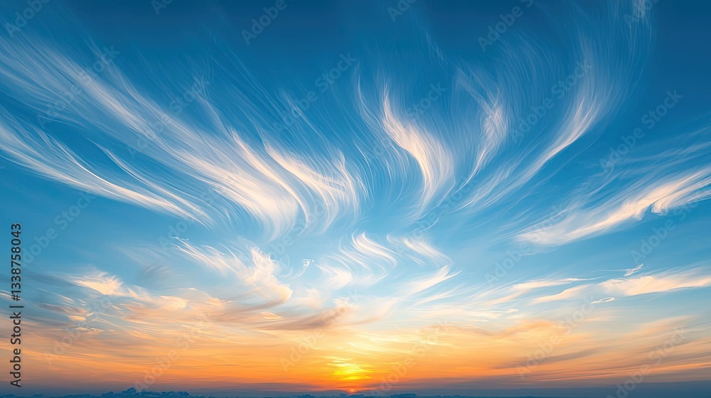 Obraz premium Sunset landscape abstract background idea. A stunning sunset with swirling clouds illuminating the vibrant sky.