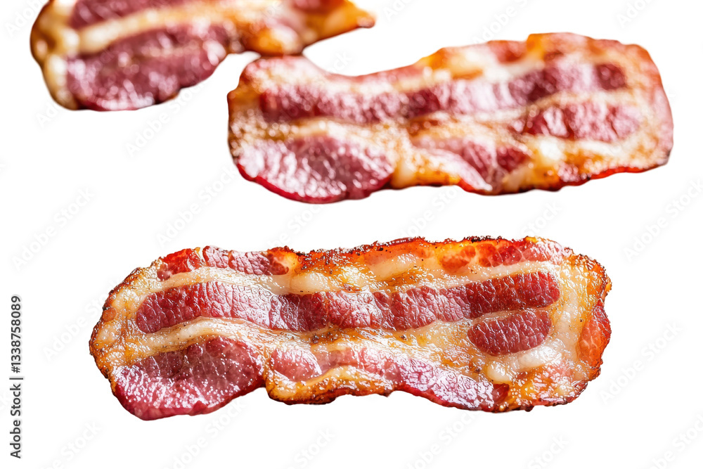 Crispy Bacon Strips on a Transparent Background for Culinary Use Crispy Bacon Strips on a Transparent Background for Culinary Use