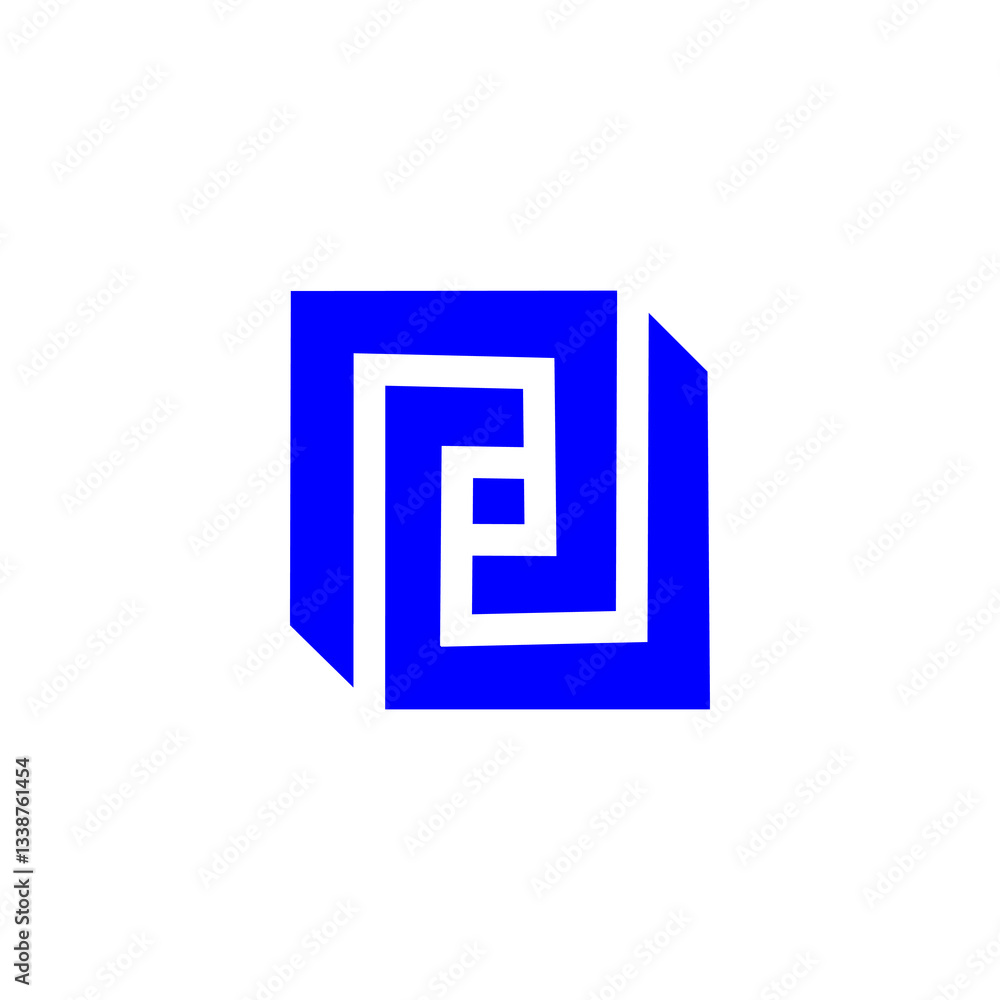 Blue Geometric Spiral Square Design Blue Geometric Spiral Square Design
