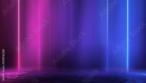 Wallpaper Mural Abstract neon dark background, smoke, smog, rays, reflection in water. Torontodigital.ca