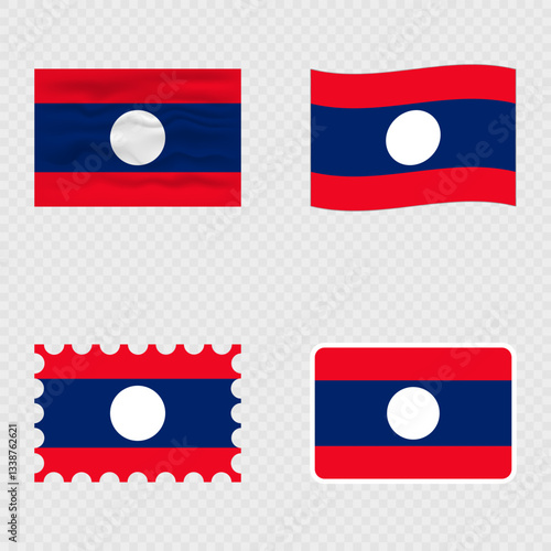 Free Download Laos national flag in four different styles. - GFXLoad