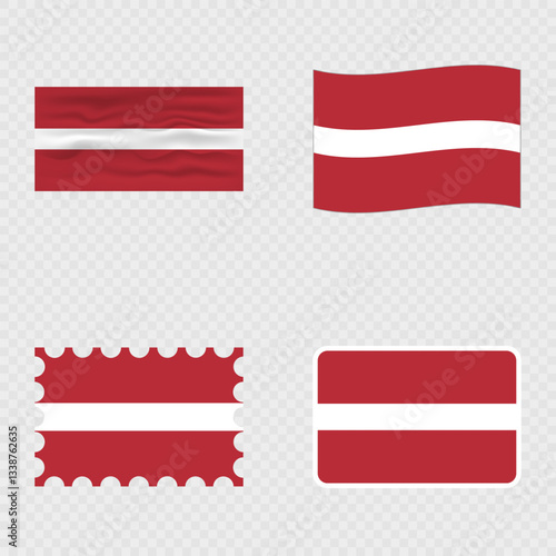 Latvia national flag in four different styles. Free Download Latvia national flag in four different styles. - GFXLoad